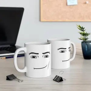 Roblox Man Face Mug 11oz, Double Sided, White Ceramic Mug, Roblox funny, Coffee Mug, Gamer Cup, Meme Mug