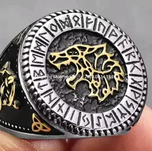 Gorgeous Stainless Steel Celtic Rune Wolf Ring