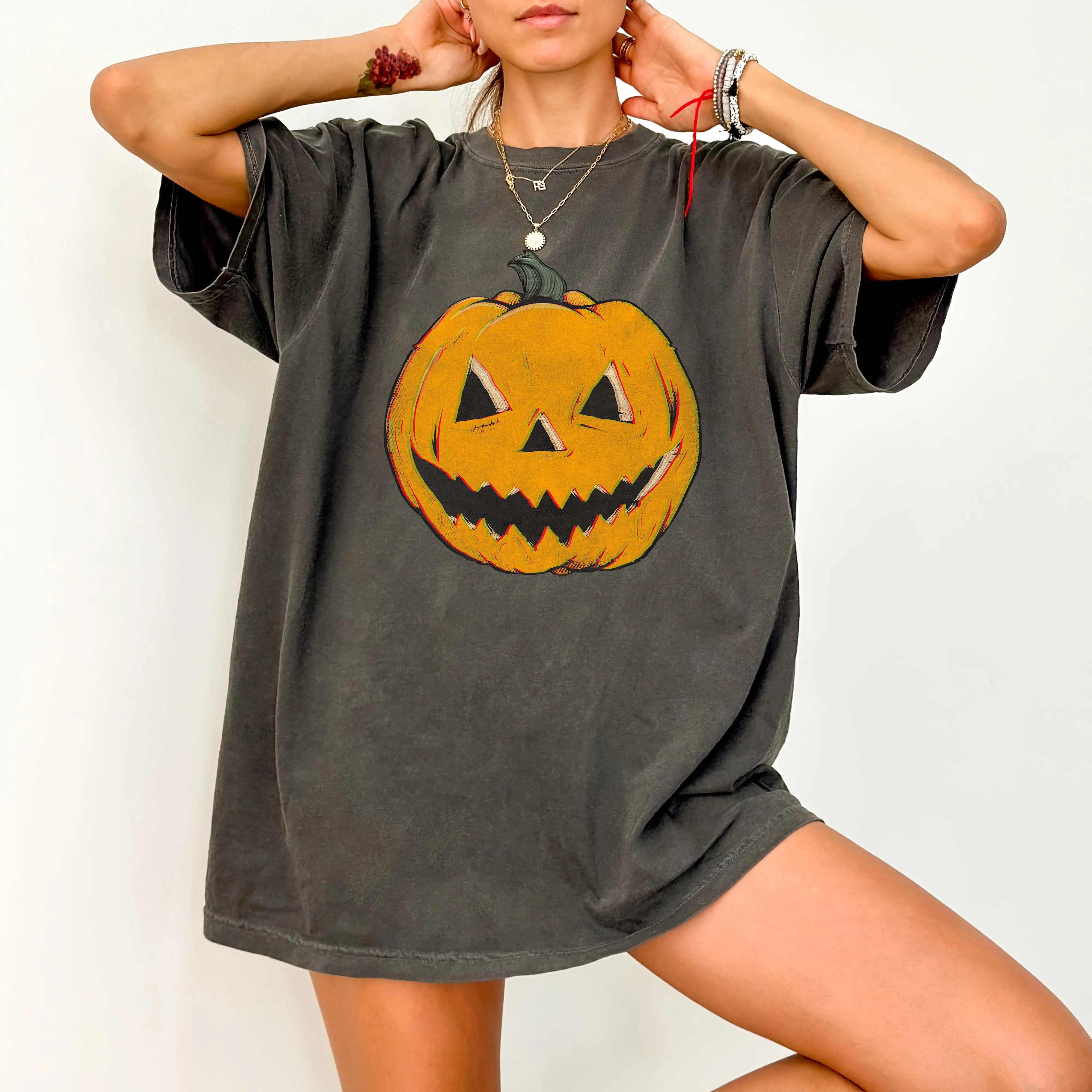 Spooky Retro VHS Halloween Pumpkin Unisex Comfort Color T-shirt Soft Cotton Fabric Vintage Style Baggy Fit Tee