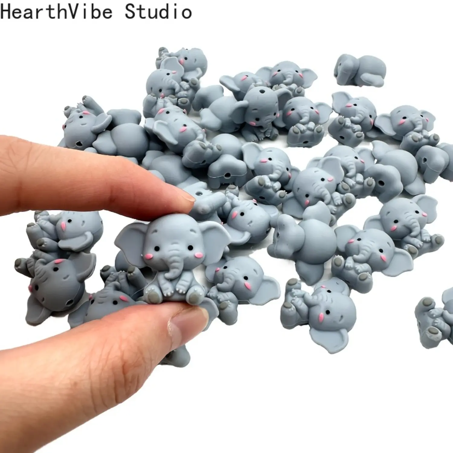 Cute Elephant Silicone Beads, 5/10-Piece Stackable Packs for Beading Making, DIY Jewelry Crafting & Charms (Camping & Hiking Hammock Accessory)
