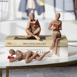 Set of 3 Resin Reading Woman Figurines – Aesthetic Book Lover Statue Decor, Minimalist Desk & Bookshelf Art Sculpture for Home & Office