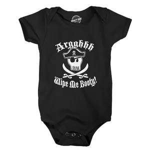 Wipe Me Booty Aaaargh Romper Funny Pirate Sword Baby Creeper Bodysuit Funny Baby Onesies Novelty Onesie Black