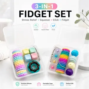 3-IN-1 Fidget Toys Set Sensory & Stress-Relieving Toys, Spiky Grippie Stim Keychain, Magnetic Balls, Gift for Friends Easter Yourself
