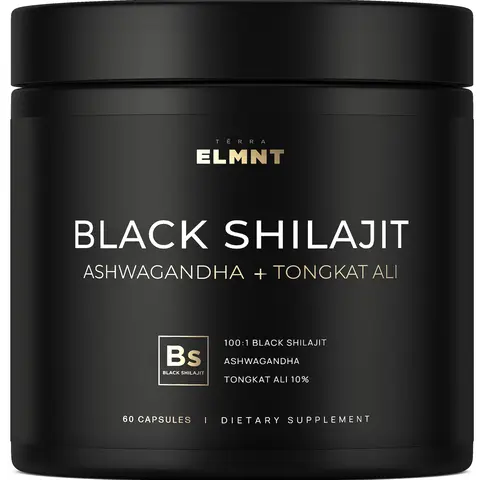 Black Shilajit Supplement | 100:1 Black Shilajit with 60% Fulvic Acid + Ashwagandha & Tongkat Ali | Energy, Stamina & Male Wellness Support | TERRA ELMNT