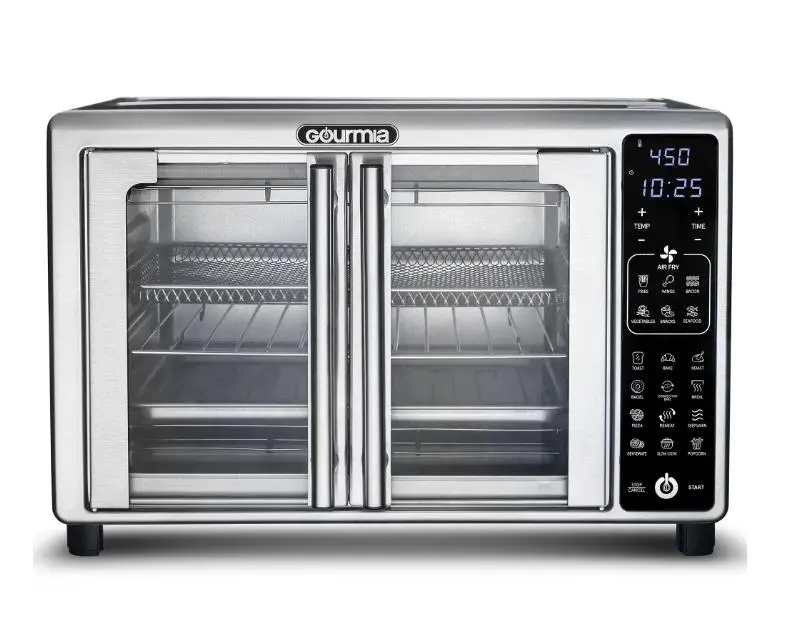 Gourmia French Door 6-Slice Digital Toaster Oven Air Fryer, 19 One-Touch Presets, 24L, Stainless Steel