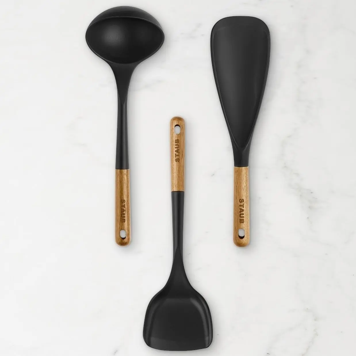 Staub Kitchen Silicone Starter Utensils - 3-Piece Set with Varied Utensil Shapes Including a Spoon