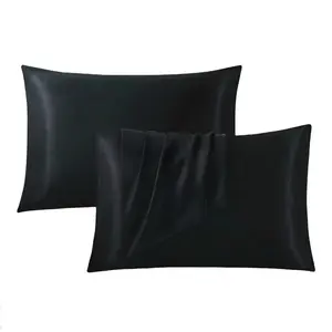 Luxurious Solid Color Satin Pillowcases—Soft and Smooth Bedding Accessories Featuring A Cool, Wrinkle-Resistant Envelope Closure Gentle On Hair and Skin, They Enhance Sleep Quality and Make A Perfect Gift for Both Men and Women  (No Pillow Insert)