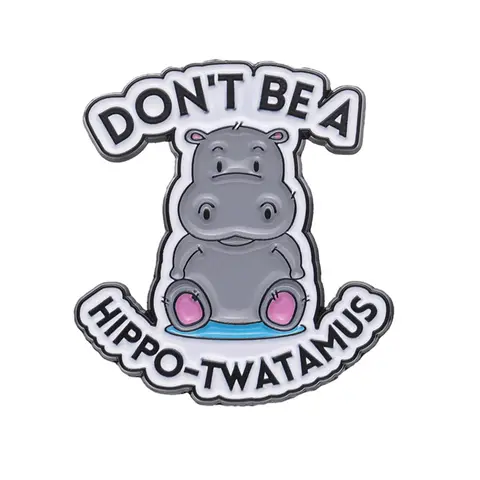 Y2k Cute Fun Cartoon Hippo Design Brooch, Brooch Pins, Letter Pattern Enamel Pin for Clothes Decoration, Fashion Accessory, Suitable for Backpacks, Jeans, Decoration Fixed Buckle, Casual Zinc Alloy Jewelry for Men & Women, Lapel Brooch