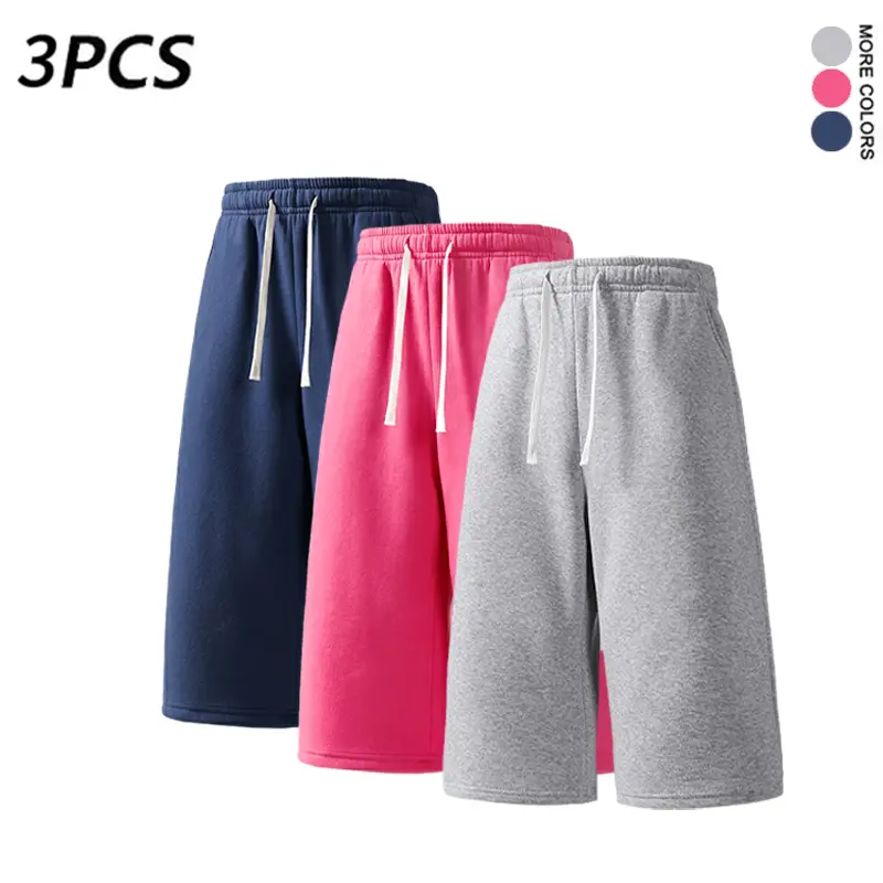 3Pack   Men’s Gray Knit Casual Sports Three-Quarter Jogger Shorts — Loose Fit for summervibes (Available in 3-Pack and Single Pack) pant