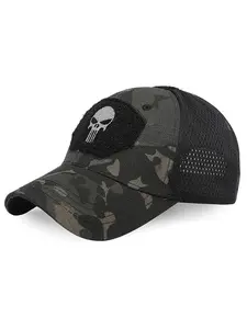 Skull Mesh Baseball Cap Men Tactical Operator Caps Fitted Outdoor Sports Hat Breath Hats