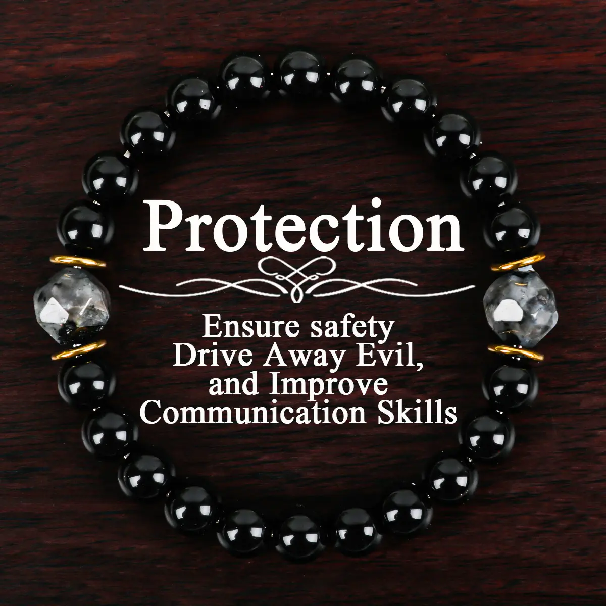 1pc GADASLUY Natural Obsidian And Black Bracelet Protective Crystal Chakra Bracelet For Meditation Yoga Daily Exercise Unisex Gemstone Jewelry For Women