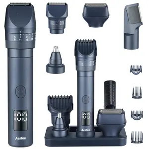 Beard Trimmer for Men 5-in-1 Electric Foil Shaver Hair Clippers Kit with Precise Dial Adjustable 20 Settings - Comfort Body Nose Ear Mustache Hair Trimmer with USB-C Charging Dock