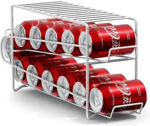 Soda Can Rack Beverage Dispenser – Dispenses 12 Standard Size 12oz Soda Cans (White)