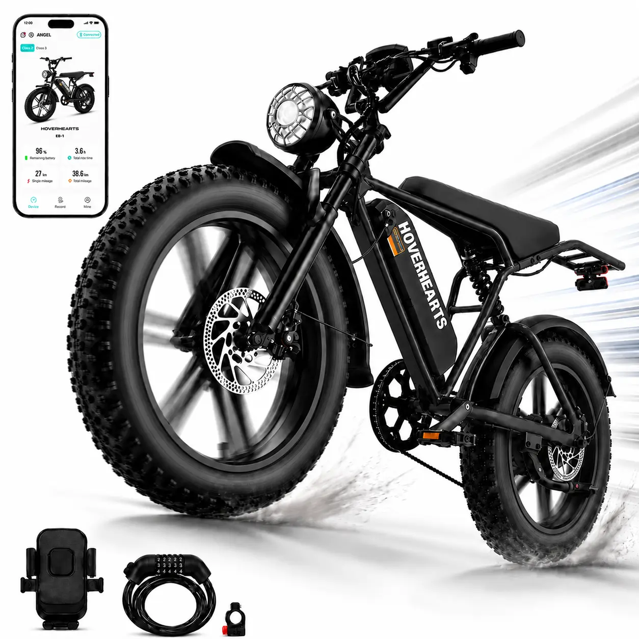 1500W Peak Electric Bike for Adults, 48V 15Ah Battery 65 Miles Range, 28MPH Fat Tire Ebike, Full Suspension All Terrain E Bike, 500lbs Load, UL2849, Including Bike Lock, Phone Holder