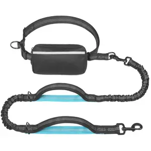 Nylon Reflective Dog Leash & Waist Bag Set, Hands-Free for Running & Walking, Comfortable & Durable Outdoor Pet Gear, Waist Belt Leash