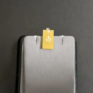 14k gold yellow jade pendant