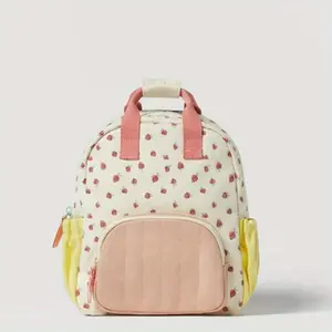 1pc Backpack With Embroidered Name, Dopamine-Boosting Strawberry Design, Mixed Color, Zipper Closure, Polyester Lining, Hand Washable - Ideal Stroller Bag Gift