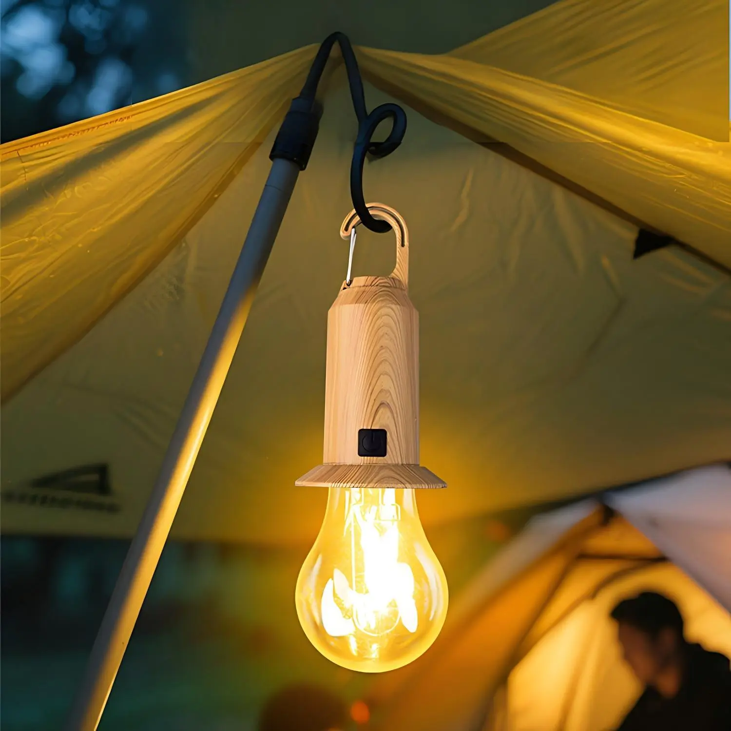 1pcs Solar Camping Lamp USB Rechargeable Tent Hanging LED Bulb Portable Outdoor Retro Pendant Lantern Multi-scene Emergency Light For Hiking Backpacking Fishing Home Power Outage Small Handheld Indoor Outdoor Multi Purpose Hanging Illumination Supply