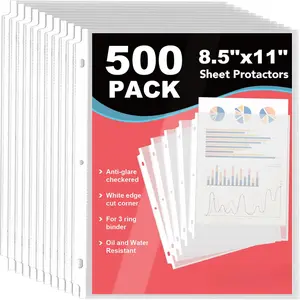 500 Pack Sheet Protectors 8.5 x 11 inch Clear Page Protectors for 3 Ring Binder, Plastic Sleeves for Papers, Document