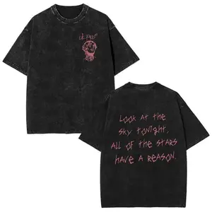 Rapper Lil Peep Tour Concert Graphic T Shirt Men's Women Fashion Hip Hop Short Sleeve T-shirt Vintage Washed Oversized T-shirts Menswear Top