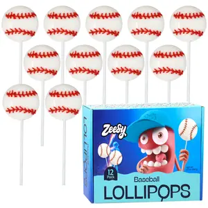 Zeesy Baseball Lollipops - 12 Pack Individually Wrapped Candy Suckers for Parties & Sports Events