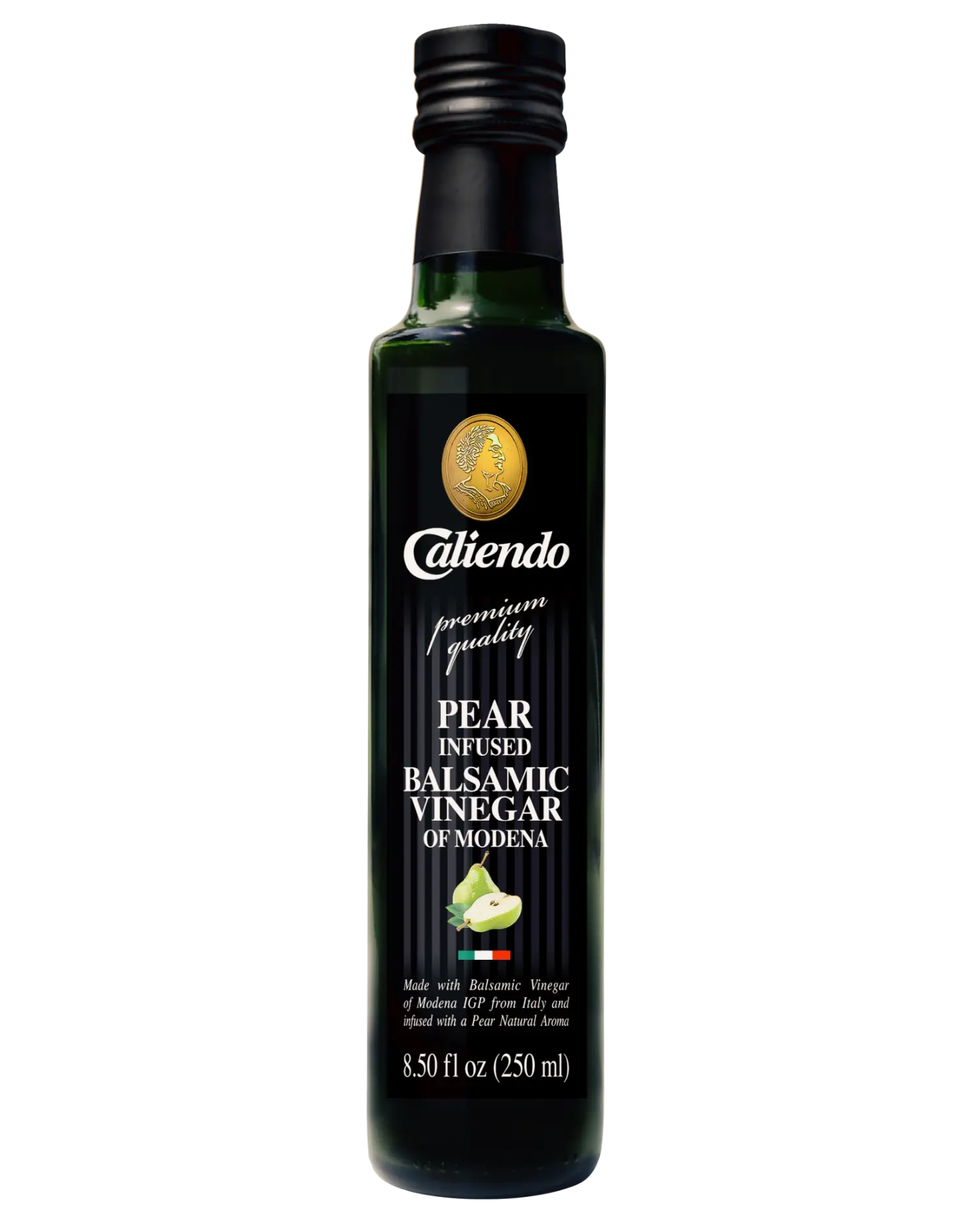 Caliendo Pear Infused Balsamic Vinegar, Modena IGP, Authentic Italian - 8.5 Fl Oz Bottle