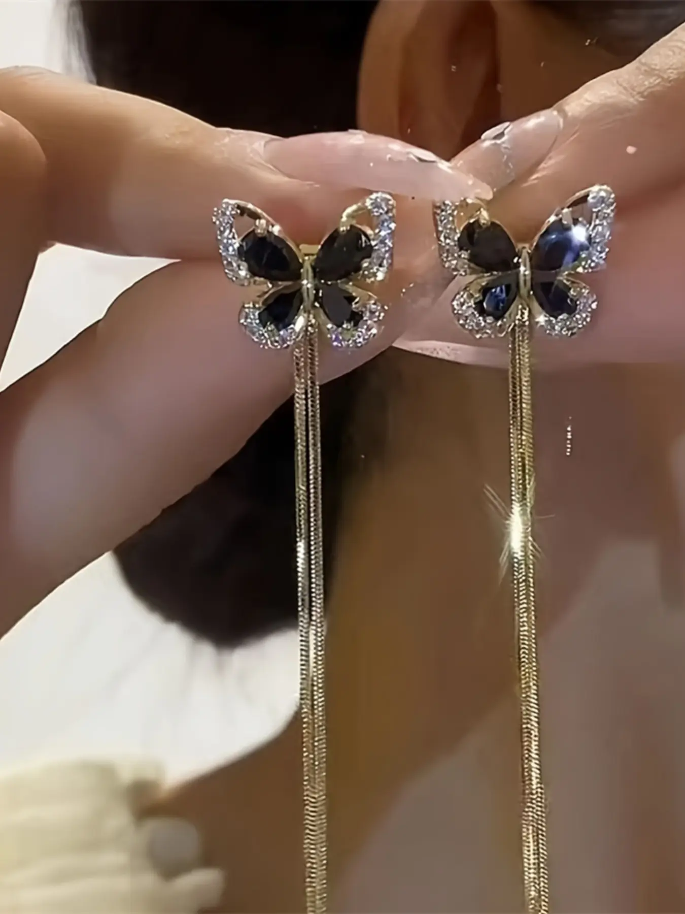 Elegant Butterfly Earrings with Sparkling Cubic Zirconia, Zirconia Butterflies, Perfect Gift for Birthday Christmas Anniversary Valentine's Day, All Seasons, Gift Ready, Unique Design Shining CZ Earrings