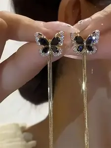 Elegant Butterfly Earrings with Sparkling Cubic Zirconia, Perfect Gift for Birthday Christmas Anniversary Valentine's Day, All Seasons, Gift Ready, Unique Design Earrings