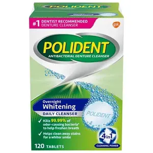 Polident Overnight 120ct Denture Cleaning Tablets Teeth Dental