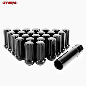 M14x1.5 Black XL Spline Wheel Lug Nuts Conical Bulge Seat Closed end with 1 Socket Key Set of 24 for 6 Lug Aftermarket Replacement for Silverado Tahoe Sierra F150