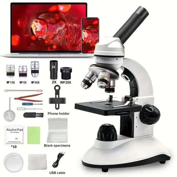 Upgraded Professional Compound Microscopes for Adults,Featuring Dual LED Light Sources, Designed for Desktop Use in School Labs. It Serves As an Excellent Gift for Students During Holidays, Birthdays, Or Back-To-School Seasons