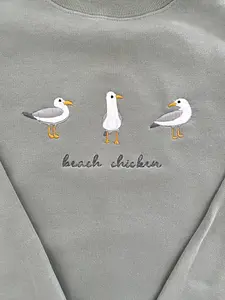 Beach Chicken (Seagull) Embroidered Sweatshirt