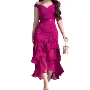 2025 summer new European and American cross-border women's clothing sweet style solid color high waist slim sleeveless dress Womenswear Formal