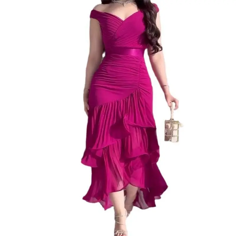 2025 summer new European and American cross-border women's clothing sweet style solid color high waist slim sleeveless dress Womenswear Formal