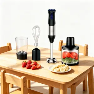 Electric immersion handheld mixer, portable stick mixer with 5 mixing speeds, and a meat grinder with stainless steel blades, suitable for meat, vegetables, fruits, and baby food
