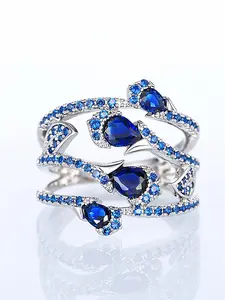 Elegant Rhinestone Decorated Water Drop Shaped Ring, Teardrop Bridal Rings, Fashion Accessories for Wedding, Engagement, Party, Daily Clothing Decor for Girl for Gift