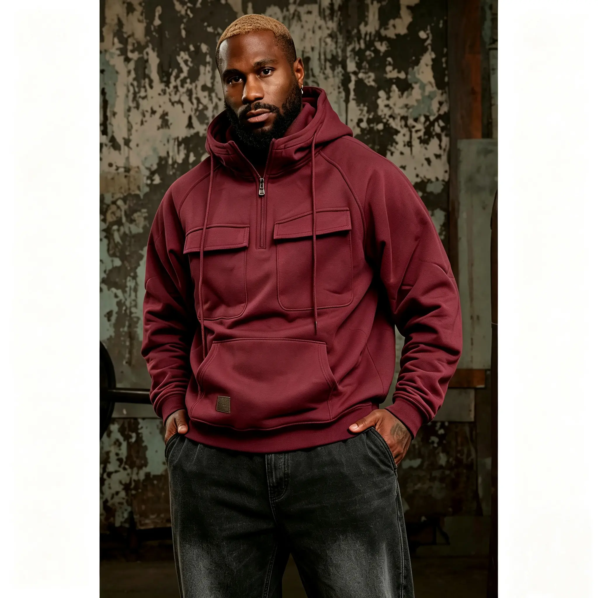 Cargo Hoodies For Men Tactical Sweatshirt Quarter Zip Cargo Pullover Hoodies Workout Gym Men Fashion Outdoor Hoodie