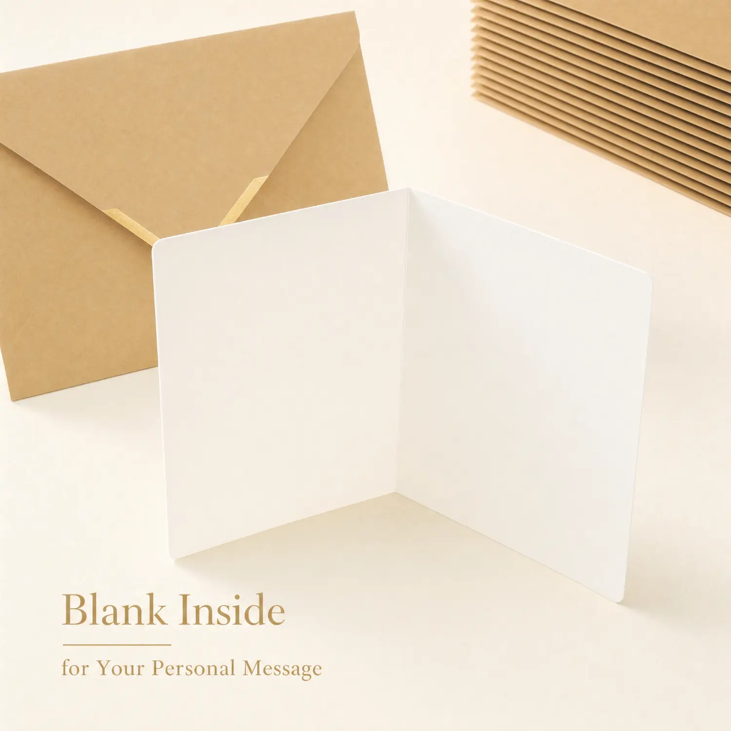 Minimalist White Embossed Foil Blank Greeting Cards with Envelopes - Elegant for Business Gift Giving, Greeting Message Ready, Blank Inside Wedding Supplies