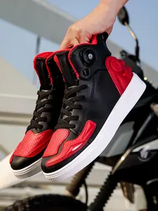 Men's High-Top Motorcycle Riding Boots, Anti-Slip Durable Comfortable, with Accents, All-Weather Grip, Lightweight Design, Round Toe