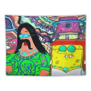 Hippie Spongebob Tapestry for Bedroom, College Dormand Home Decor 60"x40", Funny Meme Wall Tapestriesfor Boy Girl Birthday Gifts