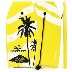 Lightweight Body Board with Wrist Leash, EPS Core XPE Non-Slip Deck HDPE Slick Bottom Boogie Board, Durable Surfing Board for Kids Teens Adults Beach Pool Summer Water Sports