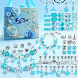 2026New Ocean Blue DIY Jewelry Making Kit Charms Bracelet Accessories for Women Necklace 67Pcs Bead Pendant Kits Making Supplies Set Girl Ocean Theme Beading Jewelry Craft Unique Design with Special Gift Box Birthday Valentines Gifts for Gf