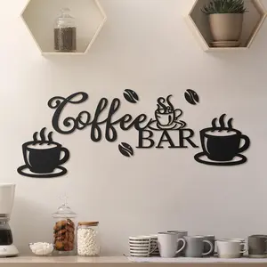 Black Coffee Bar Sign Hanging Wall Art, Coffee Sign Coffee and Bar Wall Decor with Coffee Beans and Cups Sign for Cafe Kitchen Restaurant (Coffee Bar) - Home Improvement.