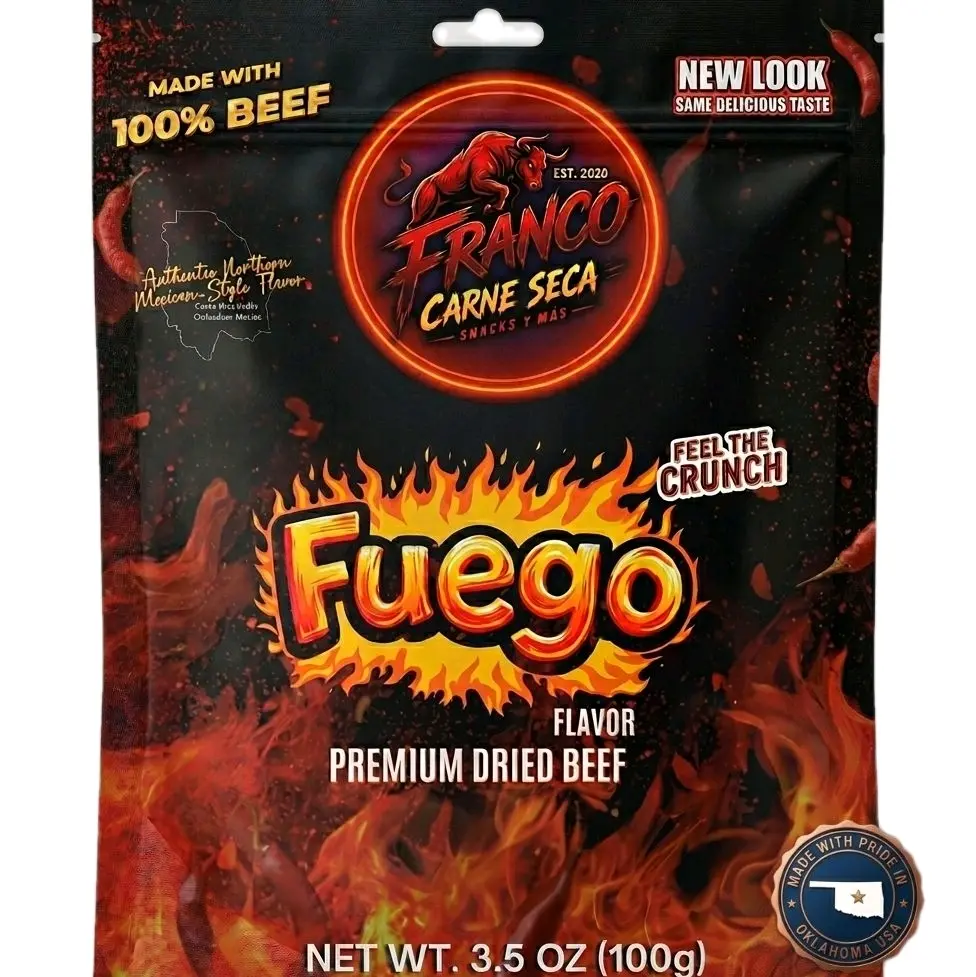Franco Crunchy Spicy Red Flavor, Mexican-Style Carne Seca Snack 3.5 oz