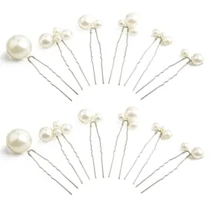 12 PCS Wedding Pearl Hair Pins - U Shaped Hair Accessories for Bridal Women (Silver) hair clip thick