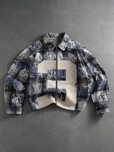 Men's Autumn Plaid Patchwork Zipper Long Sleeve Shirt, Casual Button-Down Top, Stylish Fall Fashion, Comfortable and Trendy