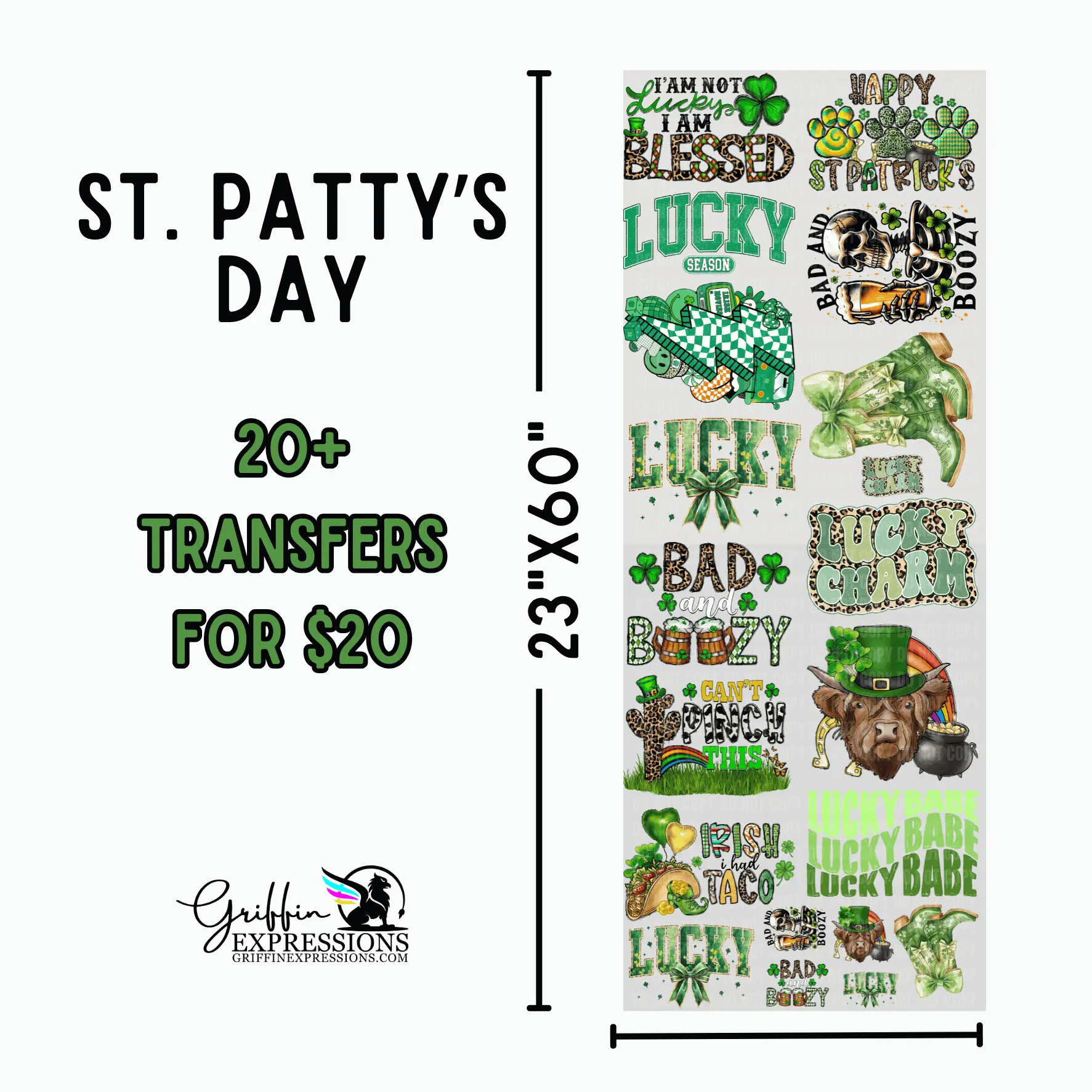 St. Patrick's Day | Dollar Deals DTF Transfer Gang Sheet For Graphic Tees