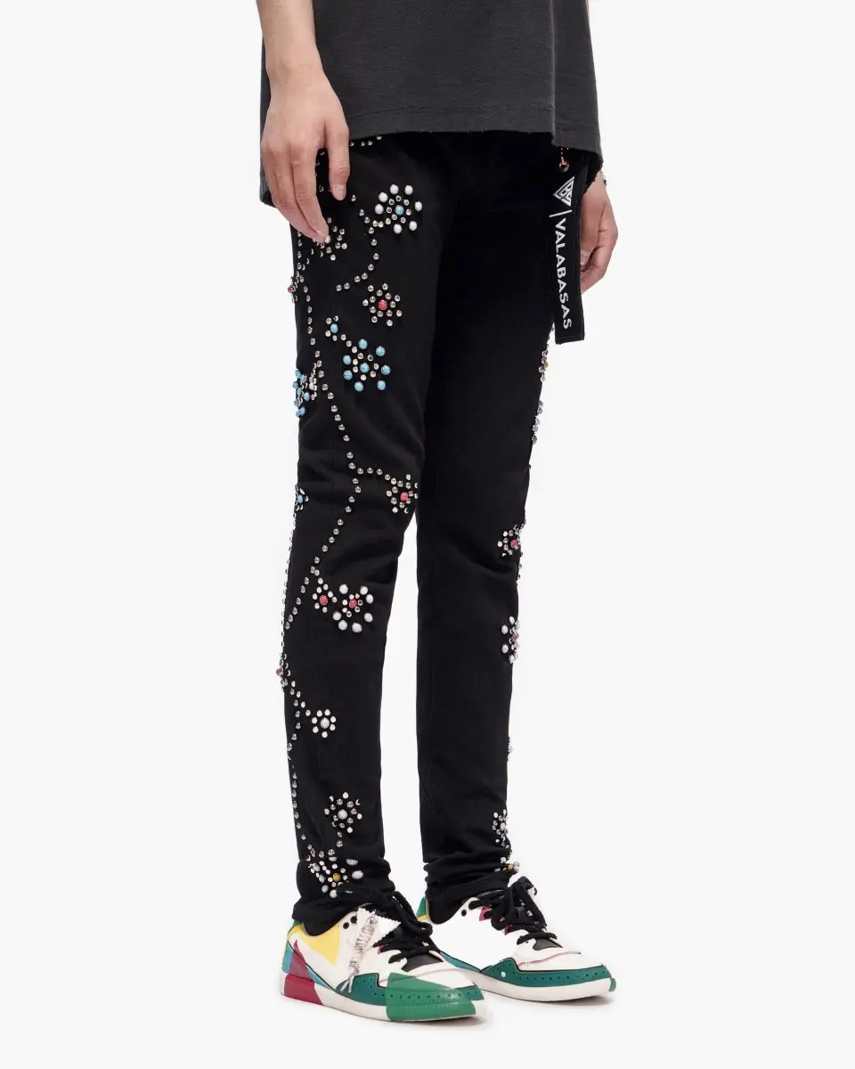 Men's Black Spandex-Blend Skinny Jeans, Stretch-Fit Menswear Bottoms