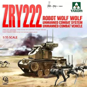 Takom No.2223 1/35 Scale Zry-222 Unmanned Combat System, Vehicle + 3 Robotic Wolves, Military Model Kit, Collectible and Educational