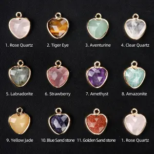 20pcs Random Love Cut Bread Edge Pendant Natural Semi-Precious Stone Love Pendant DIY Jewelry Accessories